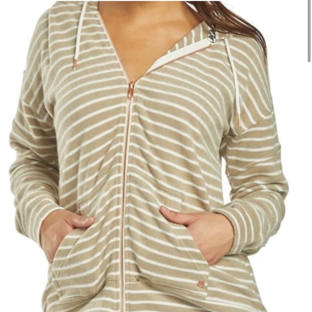 NEW Striped Volcom Fleece Zip Up Hoodie